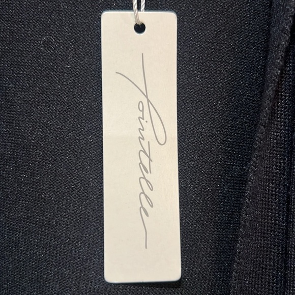 NWT Pointelle Open Cardigan S Black Pockets Hooded Stretch Neutral Boho Cozy - Picture 4 of 9